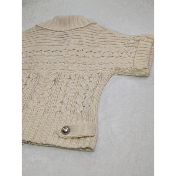 Ivory Bat Wing Cable Knit Cardigan w/Hidden Metal Snaps Size Medium by Nine West - Picture 10 of 11